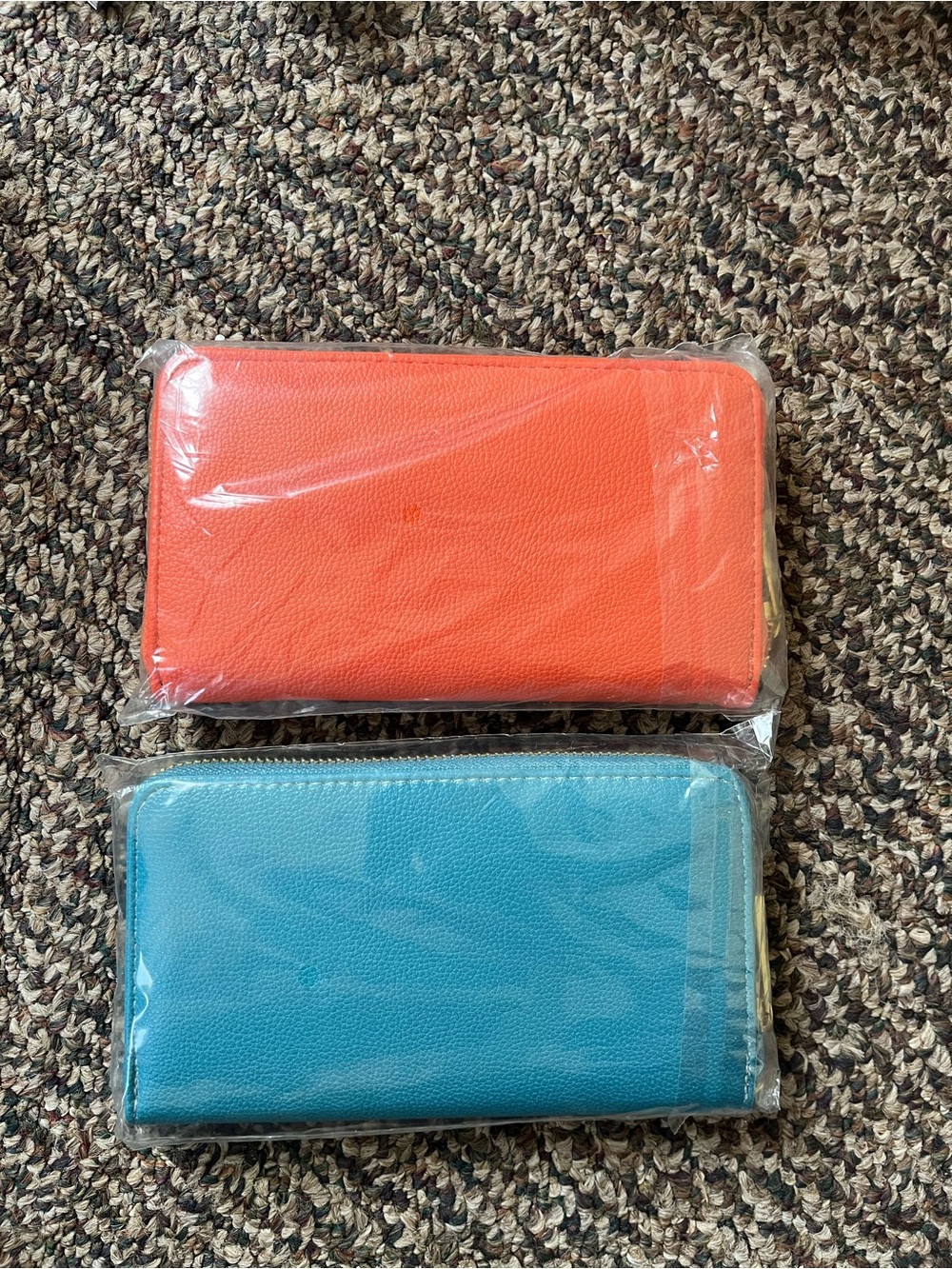 Coral Orange Zip Wallet & Turquoise Zip Wallet Duo